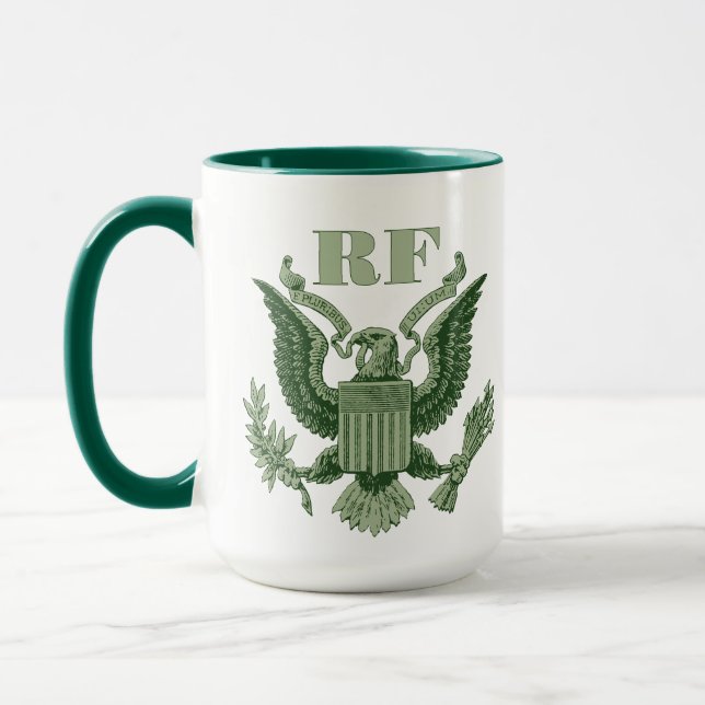 Mug Fathers Day Golf Dad Green Eagle Crest Monogram (Gauche)