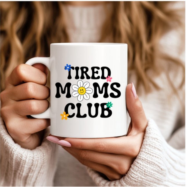 Mug Fatigué Moms Club Retro Daisy Funny (Créateur téléchargé)