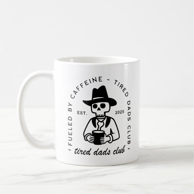 Mug Fatigué nouveau papa club personnalisé date drôle  (Gauche)