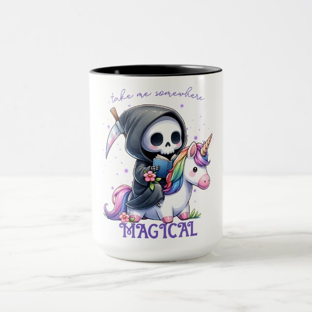 Mug Faucheuse aquarelle amoureuse de livres (Centre)