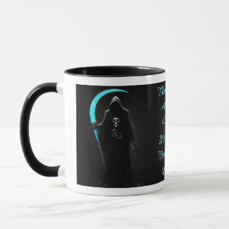 Mug Faucheuse Grim Tenant Une Bleue Électrique