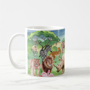 Mug Faune africaine : Fond d'écran couleur d'eau Savan