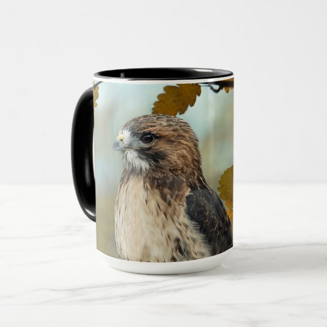 Mug Faune Red Tail Hawk Automne Photo (Devant gauche)