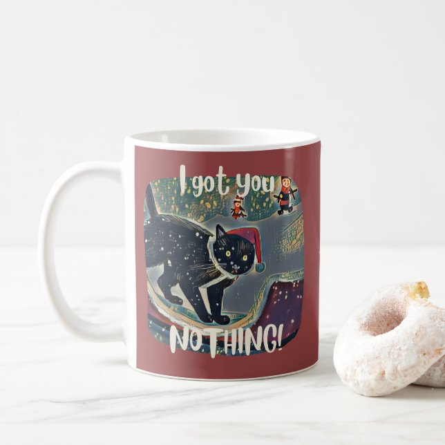 Mug Fausse Naughty Black Chat Sled Funny Xmas (Avec donut)