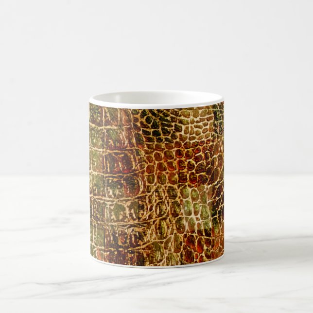Mug Faux Alligator Peau animale Cuir rouge Brown (Centre)