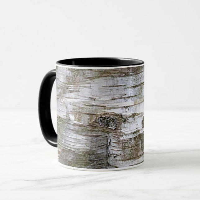 Mug Faux Birch Tree Bark Texture Look Motif (Devant gauche)