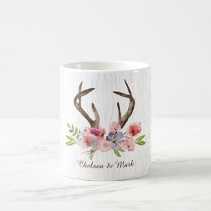 Mug Faux Bois de fleurs sauvages d'andouillers de
