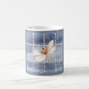 Mug Faux Denim Blue Jean Café Crème Libellule