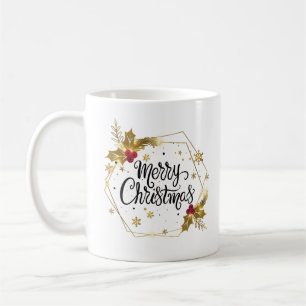 Mug Faux Gold Floral Joyeux Noël  Musique