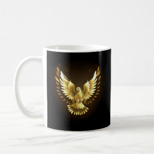 Mug Faux Gold Foil Peace Dove en noir