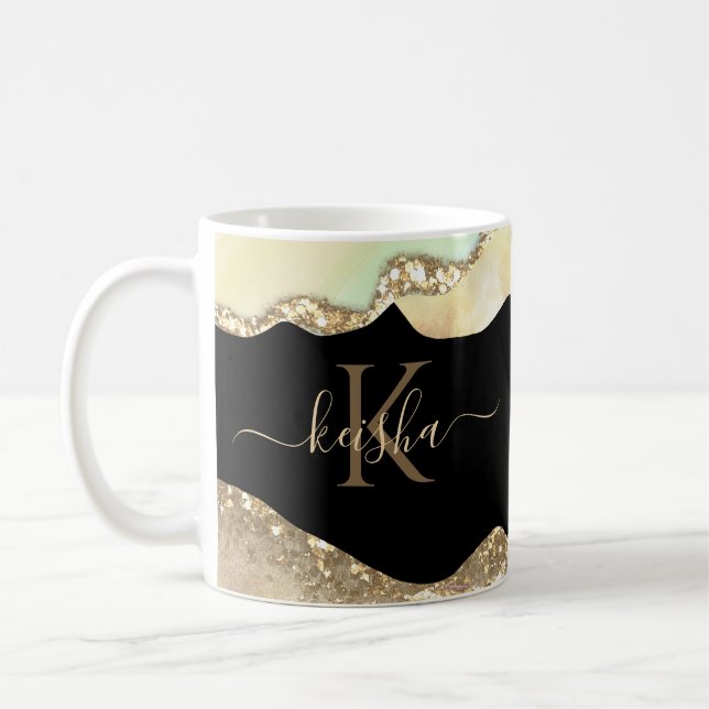 Mug Faux Gold Glitter & Pastel Waves Bling (Gauche)