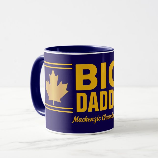 Mug Faux Gold Maple Leaf Big Daddy sur fond bleu marin (Devant gauche)