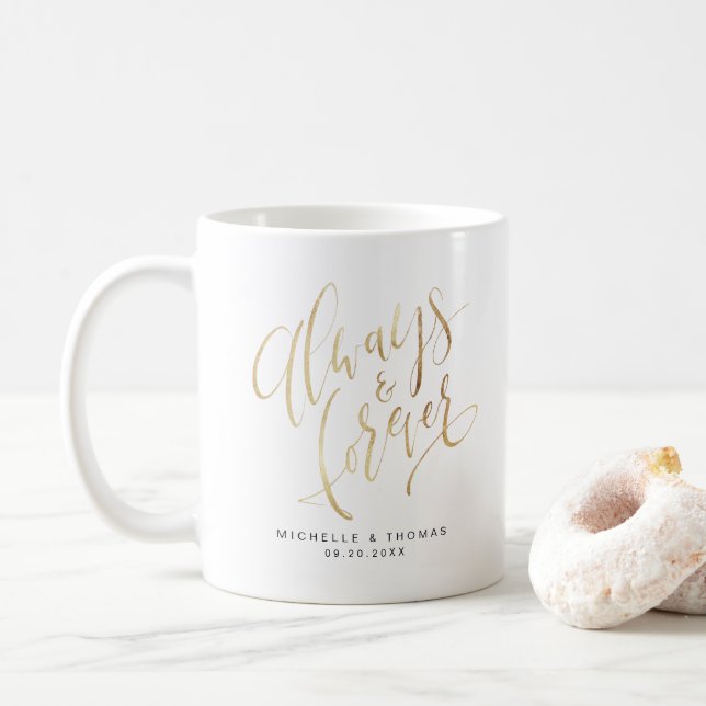 Mug Faux Gold Moderne Simple Toujours Et Toujours Scri (Avec donut)
