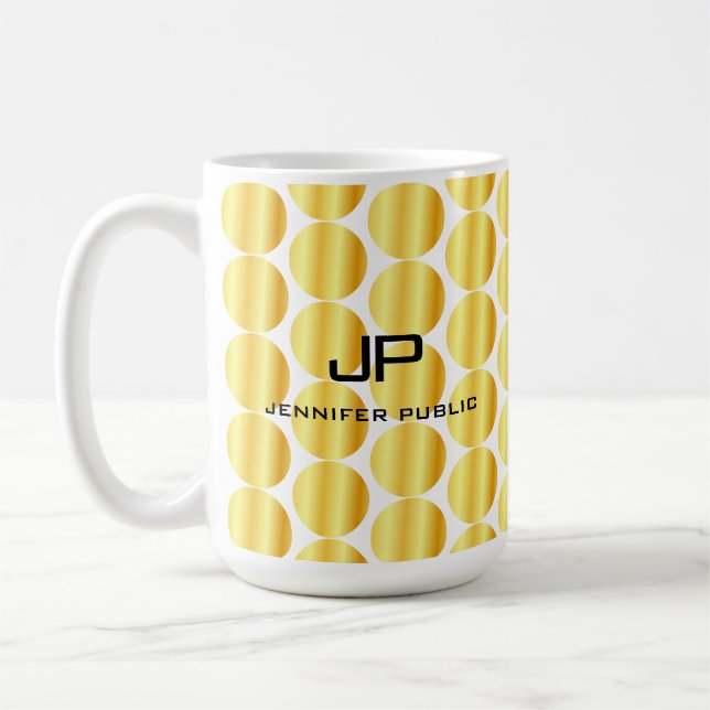 Mug Faux Gold Monogramme Modèle personnalisé (Gauche)