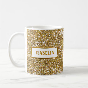 Mug Faux Golden Yellow Parties scintillant Texture Loo
