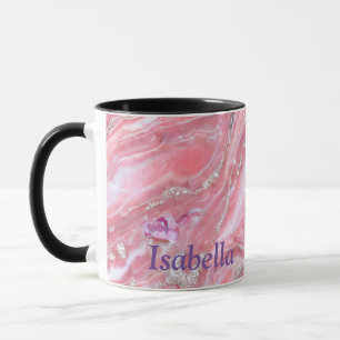 Mug Faux Marbre Rose Texture Avec Parties scintillant 