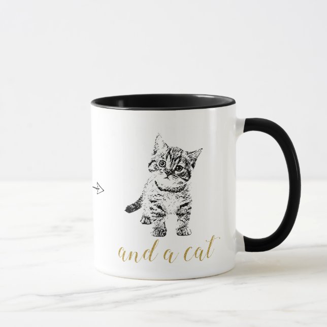 Mug Faux or parties scintillant texte noir chat (Droite)