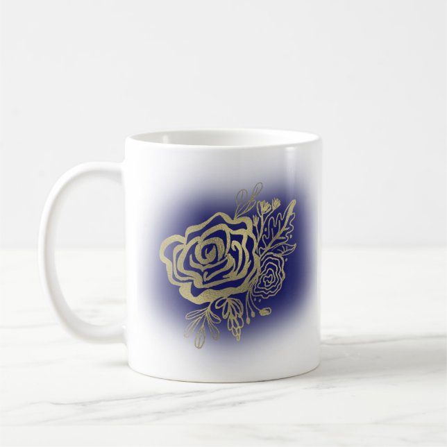 Mug Faux or rose français floral (Gauche)