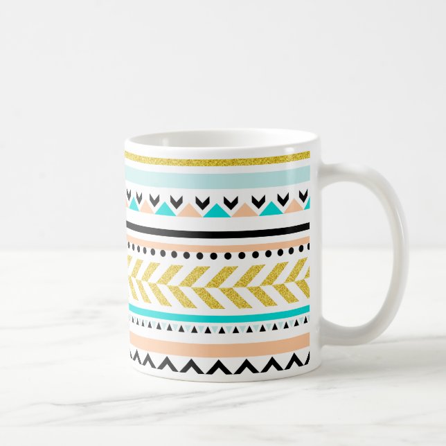 Mug Faux Parties scintillant Gold, Turquoise, Coral Az (Droite)