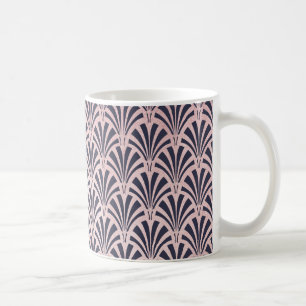 Mug Faux Rose Gold Art déco Motif sur Midnight Blue