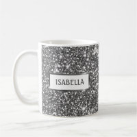 Faux Texture Pailleté Argent Regard & Nom Personna