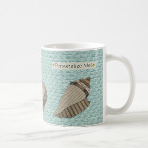 Mug Faux Tissu en toile de coquillages personnalisés