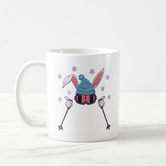 Mug Faux yarn skiing rabbit winter humor