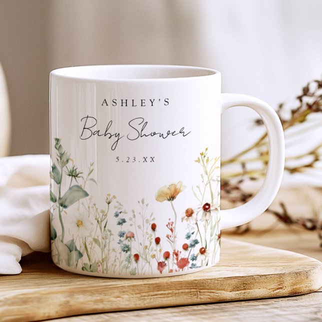 Mug Faveur de Baby Shower pour champ de fleurs sauvage (Créateur téléchargé)