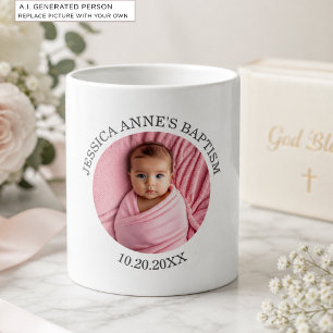 Mug Faveur de baptême de fille avec photo spéciale