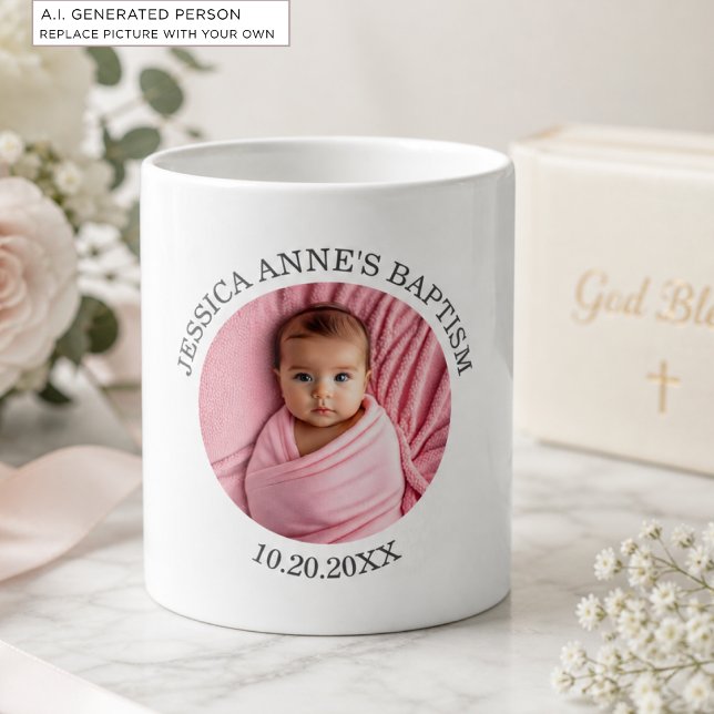 Mug Faveur de baptême de fille avec photo spéciale (Créateur téléchargé)