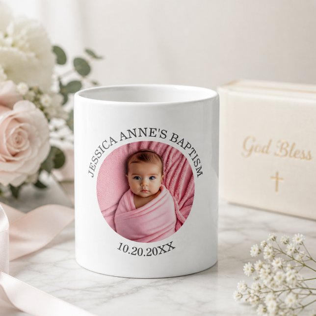 Mug Faveur de baptême de fille avec photo spéciale (Créateur téléchargé)