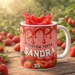 Mug Faveur de fête rose rouge fraise rétro