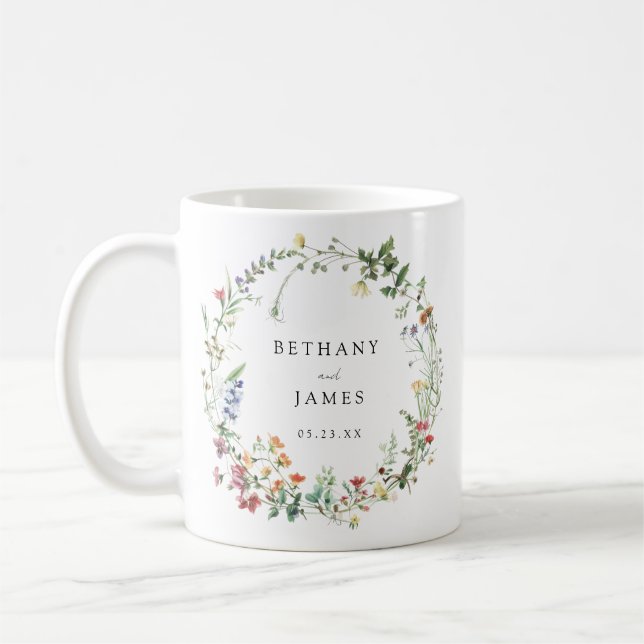 Mug Faveur de mariage de fleurs sauvages rustiques (Gauche)