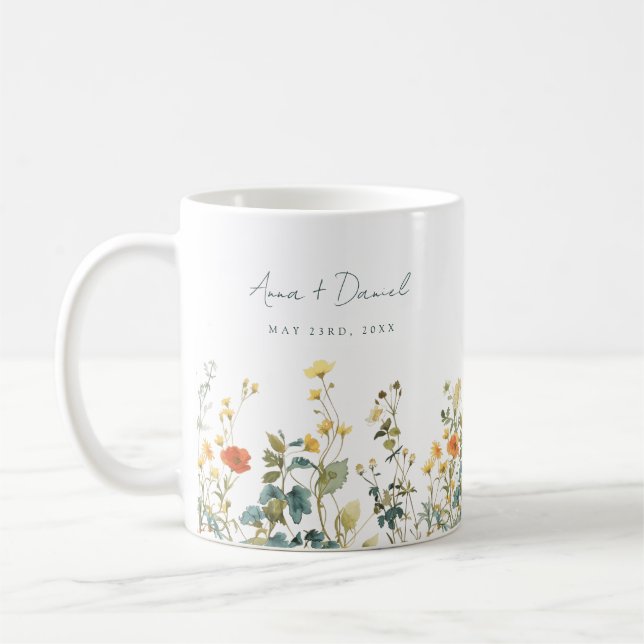 Mug Favor de mariage Fleur sauvage élégante (Gauche)