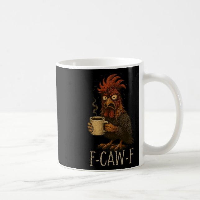 Mug Fcawf Grumpy Coq - Drôle de poulet fatigué buvant (Droite)