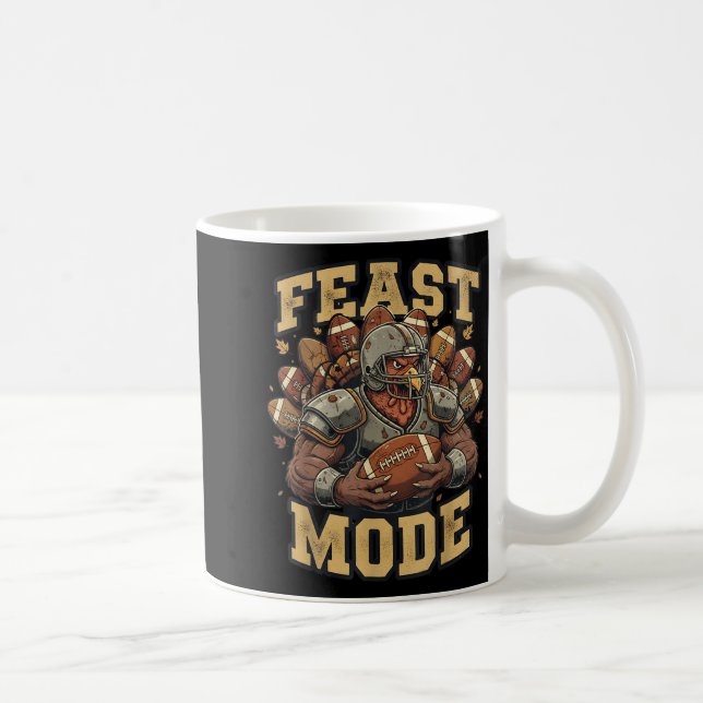 Mug Feast Mode Turkey Football Thanksgiving Funny Vint (Droite)