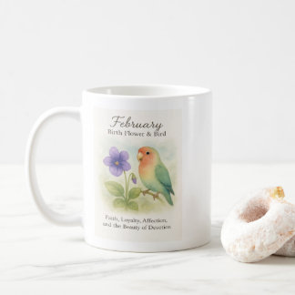 Mug February Birthday Christian Floral Love Bird