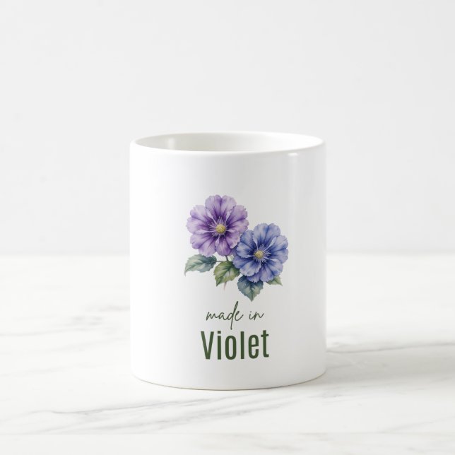 Mug February Violet Birth Flowe Coffee Cup Watercolor (Centre)