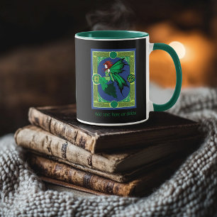 Mug Fée celtique émeraude Ailes vertes Fantaisie