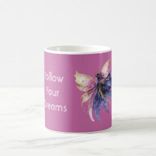Mug Fée crème violette rose or