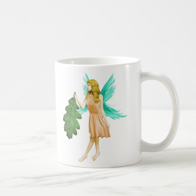 Mug Fée de chêne tenant une feuille de chêne (Droite)