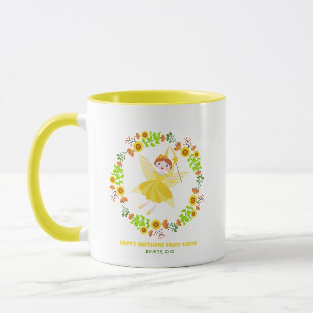 Mug Fée de jardin avec ses amis animaux fête d'anniver (Gauche)
