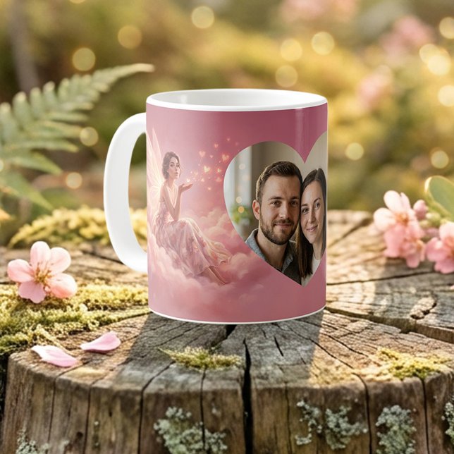 Mug Fée de la Saint-Valentin sur des nuages roses Phot (Créateur téléchargé)