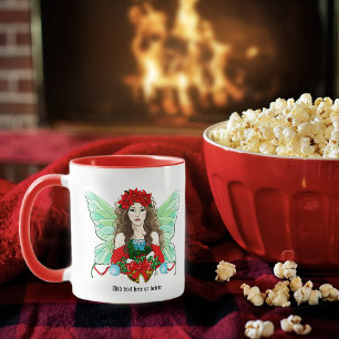 Mug Fée de Noël Fantastique Houx Cloches Poinsettias  