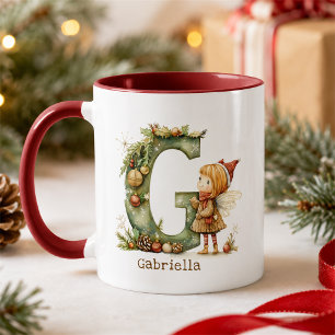 Mug Fée de Noël mignonne personnalisée Fantaisie Initi