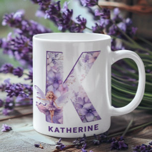Mug Fée Lilac personnalisée Monogramme K