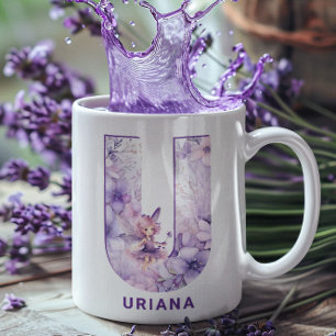 Mug Fée Lilac personnalisée Monogramme U