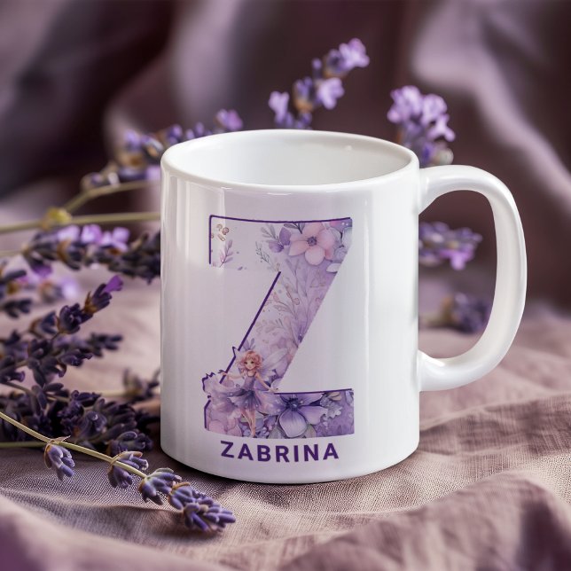 Mug Fée Lilac personnalisée Monogramme Z (Personalized Lilac Fairy Monogram Z Coffee Mug)