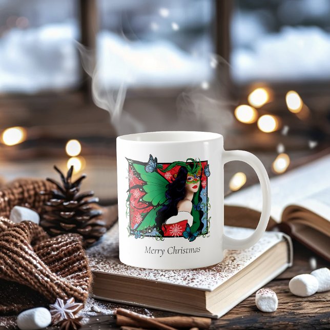 Mug Fée Solstice Rouge Vert Noël (Créateur téléchargé)