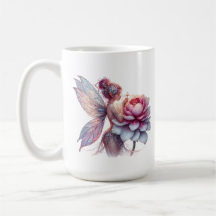 Mug Fée tenant une fleur surdimensionnée Personnalisée